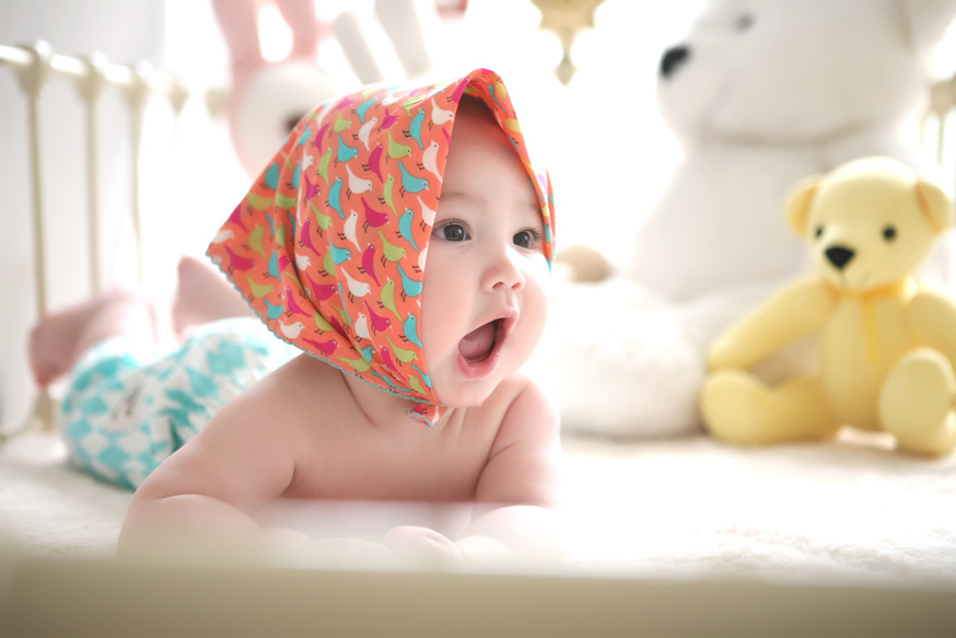 Happy Baby in the Crib